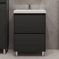 Stella Polare Тумба с раковиной Борнео 70 Люкс графит матовый – фотография-6